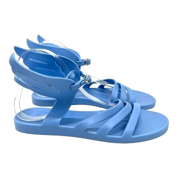 Ancient Greek Sandals Ikaria Winged Blue Jelly Sandals Women’s 38 Authentic - Picture 2 of 16